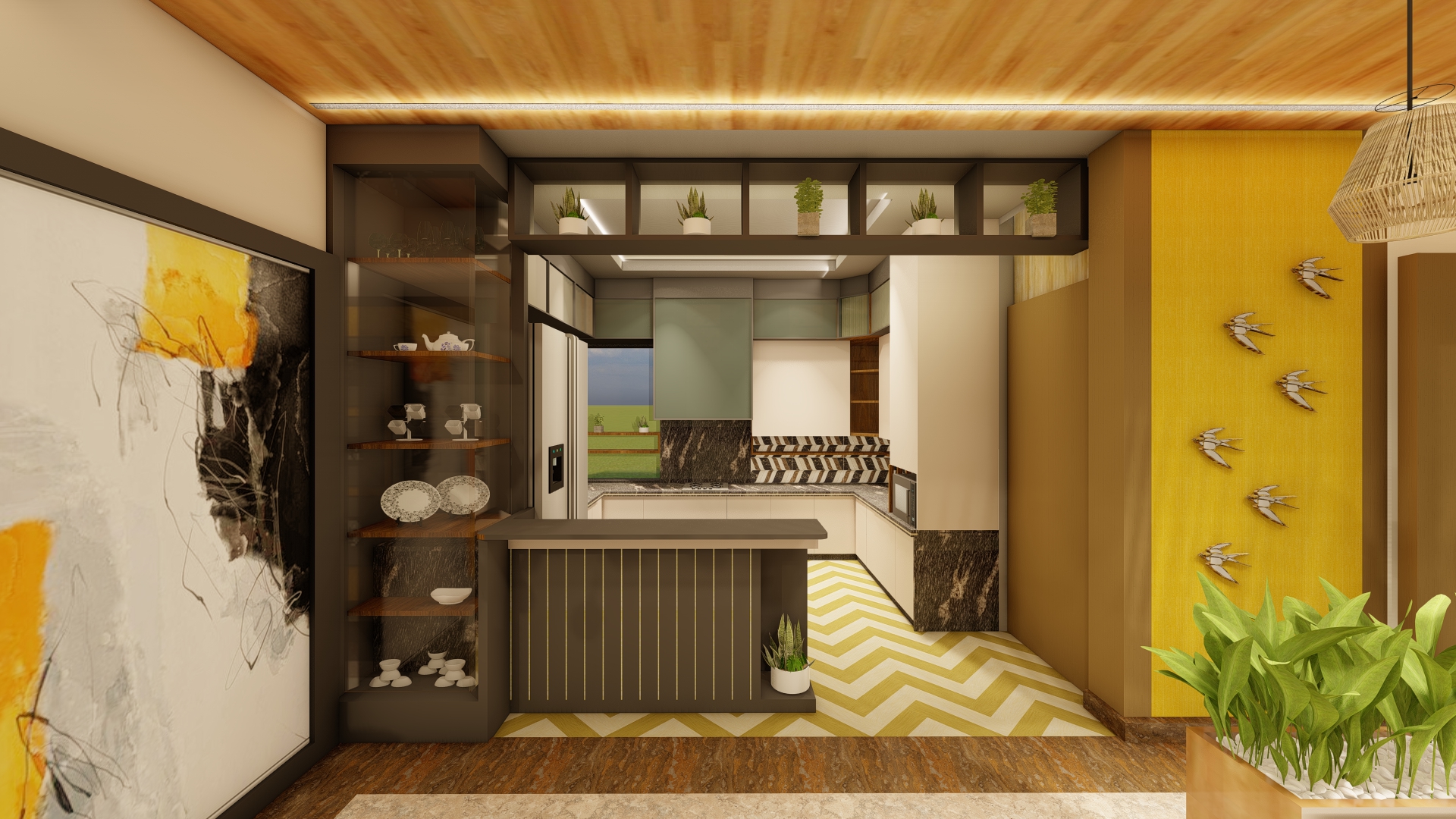 Fachada de una casa
                                            country con portones de madera